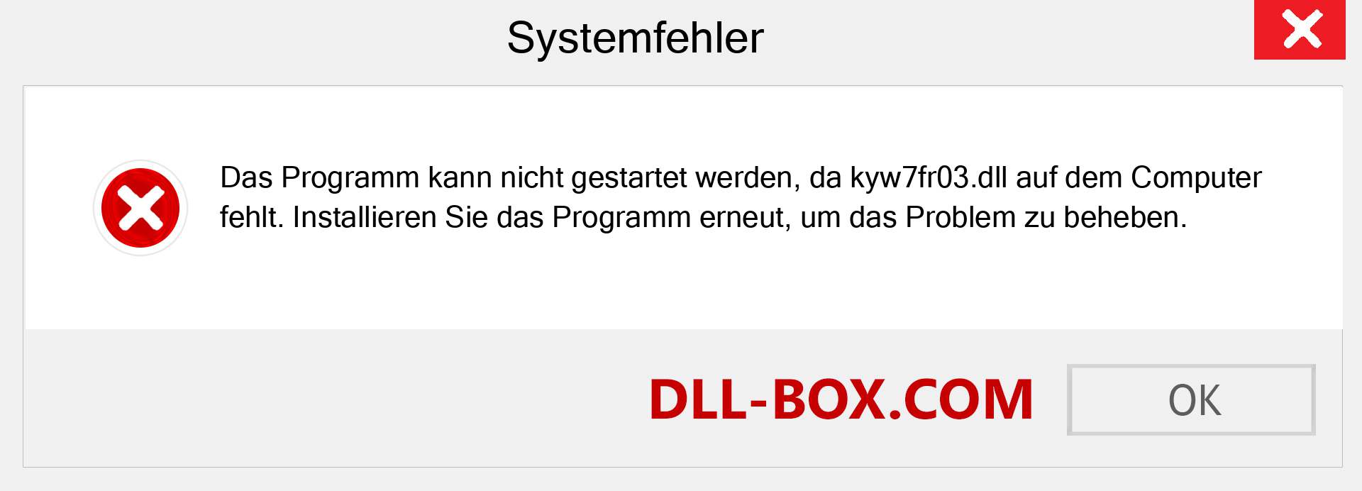 kyw7fr03.dll-Datei fehlt?. Download für Windows 7, 8, 10 - Fix kyw7fr03 dll Missing Error unter Windows, Fotos, Bildern